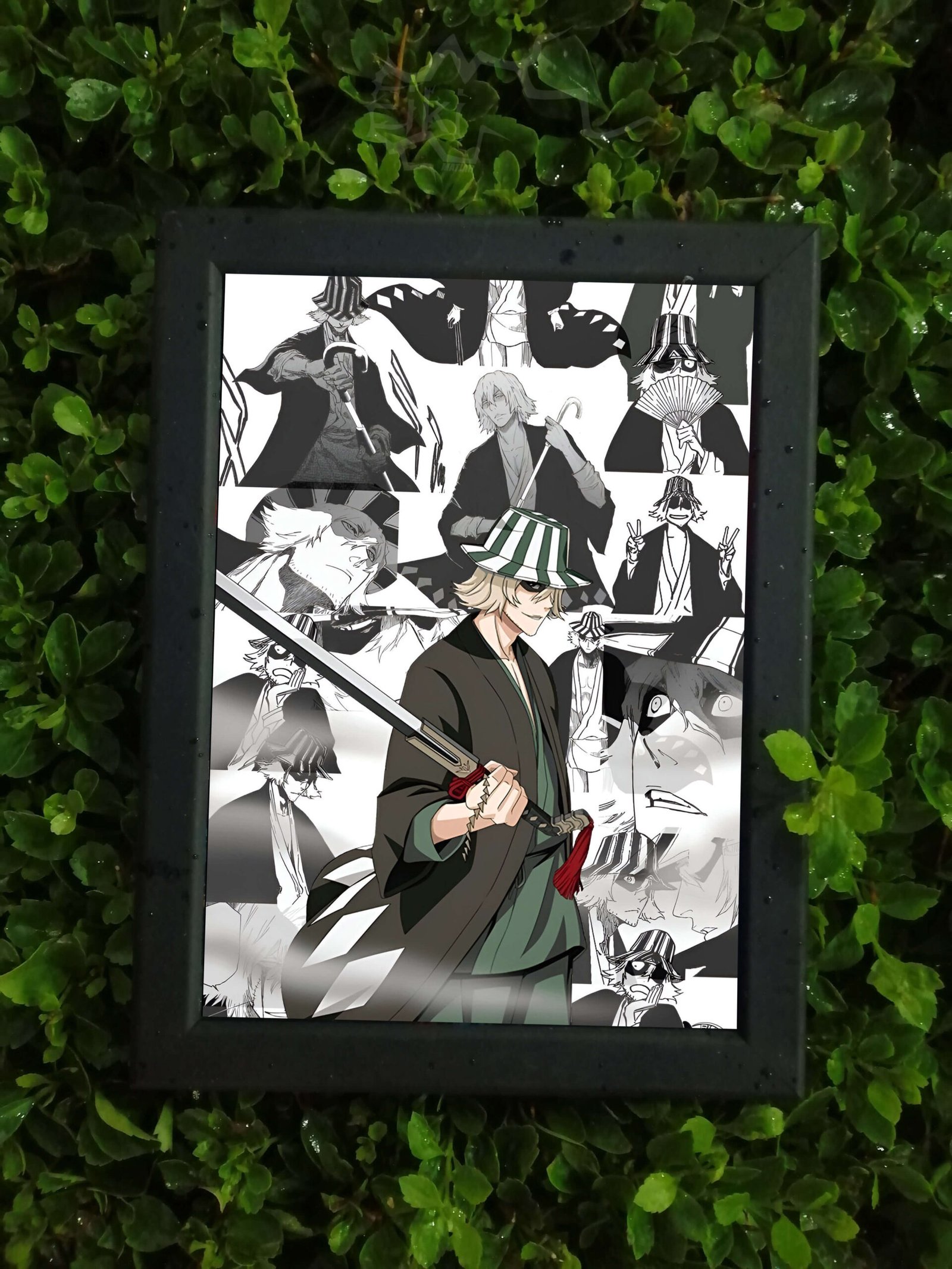 urahara1 Bleach – Urahara Black Frame Wall Art (13×15cm) - Image 1