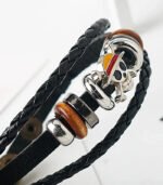One Piece Bracelet – Straw Hat Pirates Skull Logo Leather Wristband - Image 4