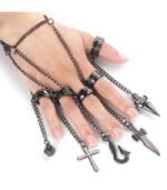 Kurapika Chain Rings Set – Gothic Multi-Ring Hand Chain Jewelry (Hunter x Hunter Inspired) - Image 4