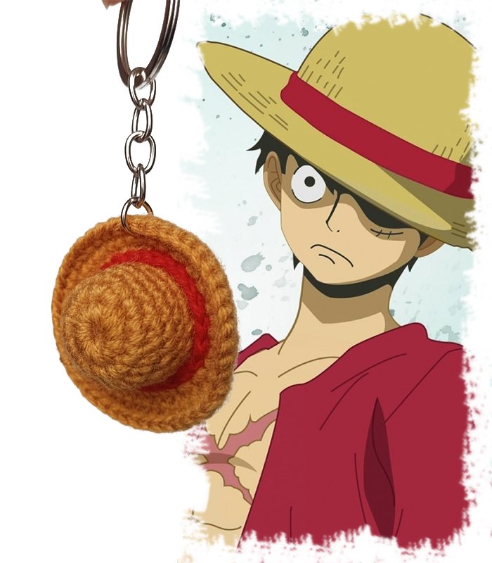 op-keychain-hat-1 Handmade Luffy Straw Hat Keychain – One Piece Crochet Edition - Image 1