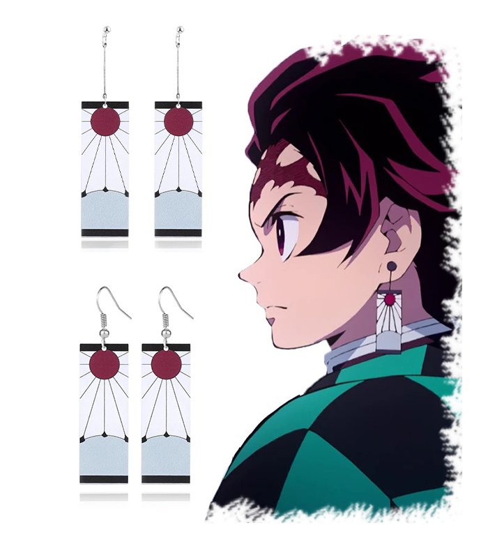 tanjiro-earrings-1 Tanjiro Kamado Earrings (2 Styles) – Demon Slayer Hanafuda Cosplay Accessories - Image 1