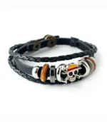 One Piece Straw Hat Pirates Bracelet – Luffy Skull Leather Band - Image 2