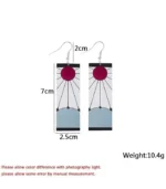 Tanjiro Hanafuda Earrings – Demon Slayer Anime Cosplay Jewelry - Image 4