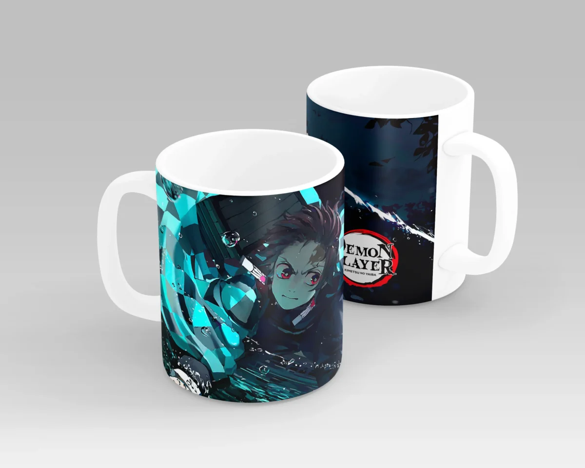 Tanjiro Water Breathing Anime Mug – Demon Slayer Action Design - Image 1