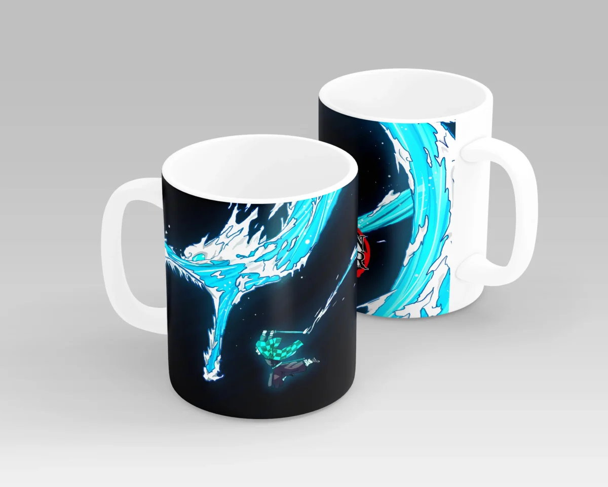 Tanjiro Water Breathing Wave Anime Mug – Demon Slayer Design - Image 1