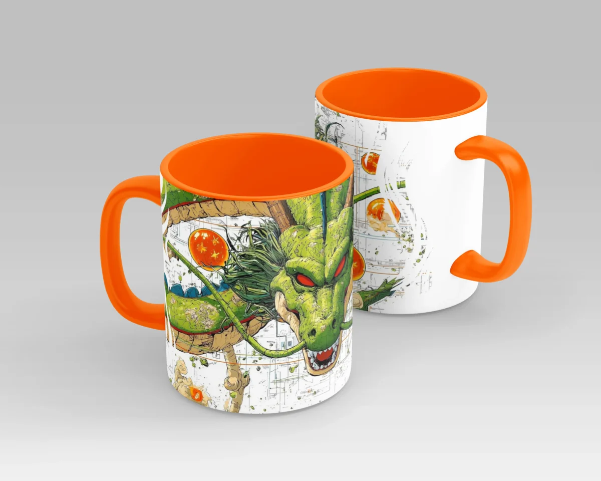 dragon-ball-mug-2 Shenron Dragon Ball Anime Mug – Orange Handle Coffee Cup - Image 1