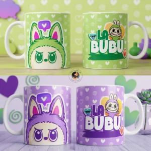 Mug en Céramique "LA BUBU" - Édition Spéciale Kawaii (Vert & Violet)